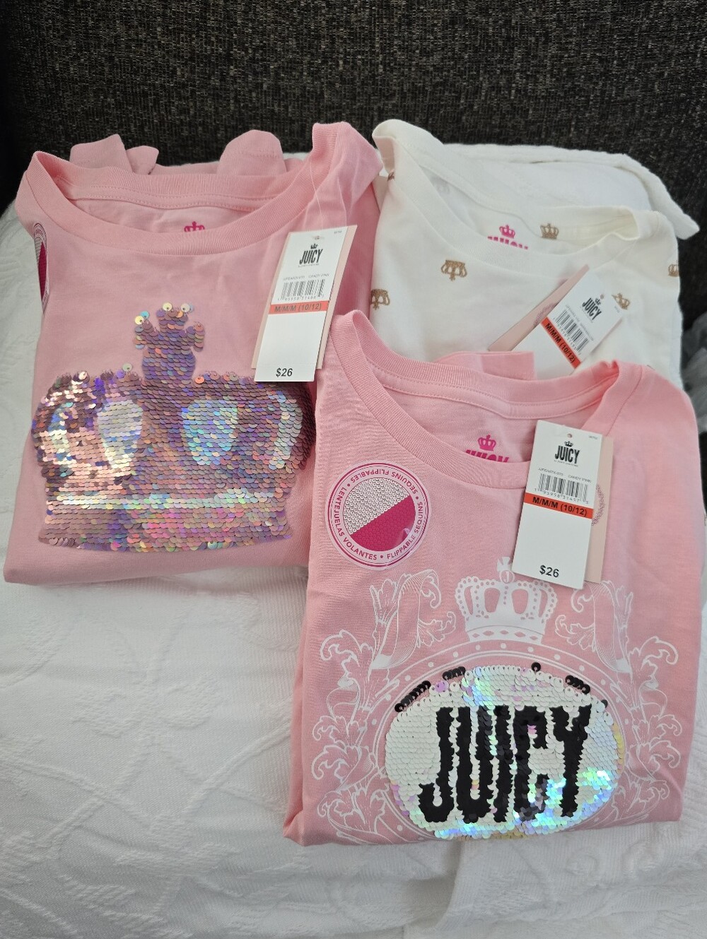 Juicy Couture Pink Sequin Long Sleeve Logo Tee